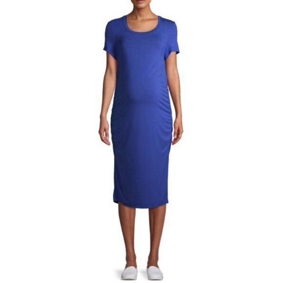 Maternity Time and Tru Daytime Short Sleeve Pullover Midi Dress  L - Picture 1 of 7